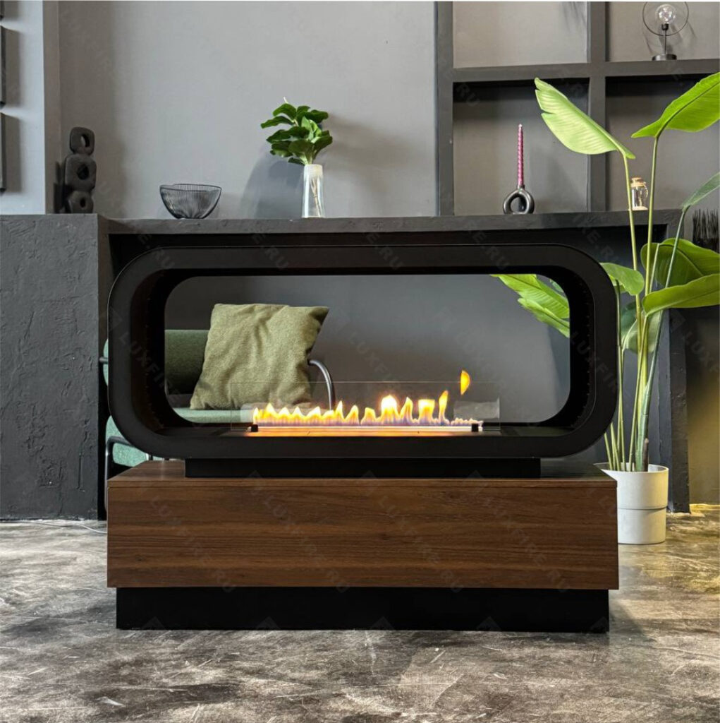 Тумба сквозная Империал-1200 с автоматическим биокамином Lux Fire Genius-I 800